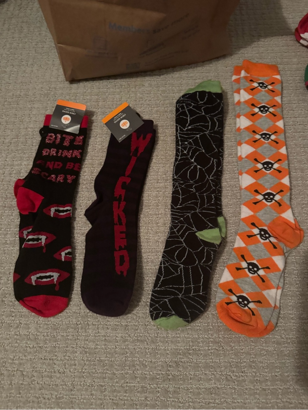 Men's Novelty Crew Socks - Black, Purple, Orange, Green